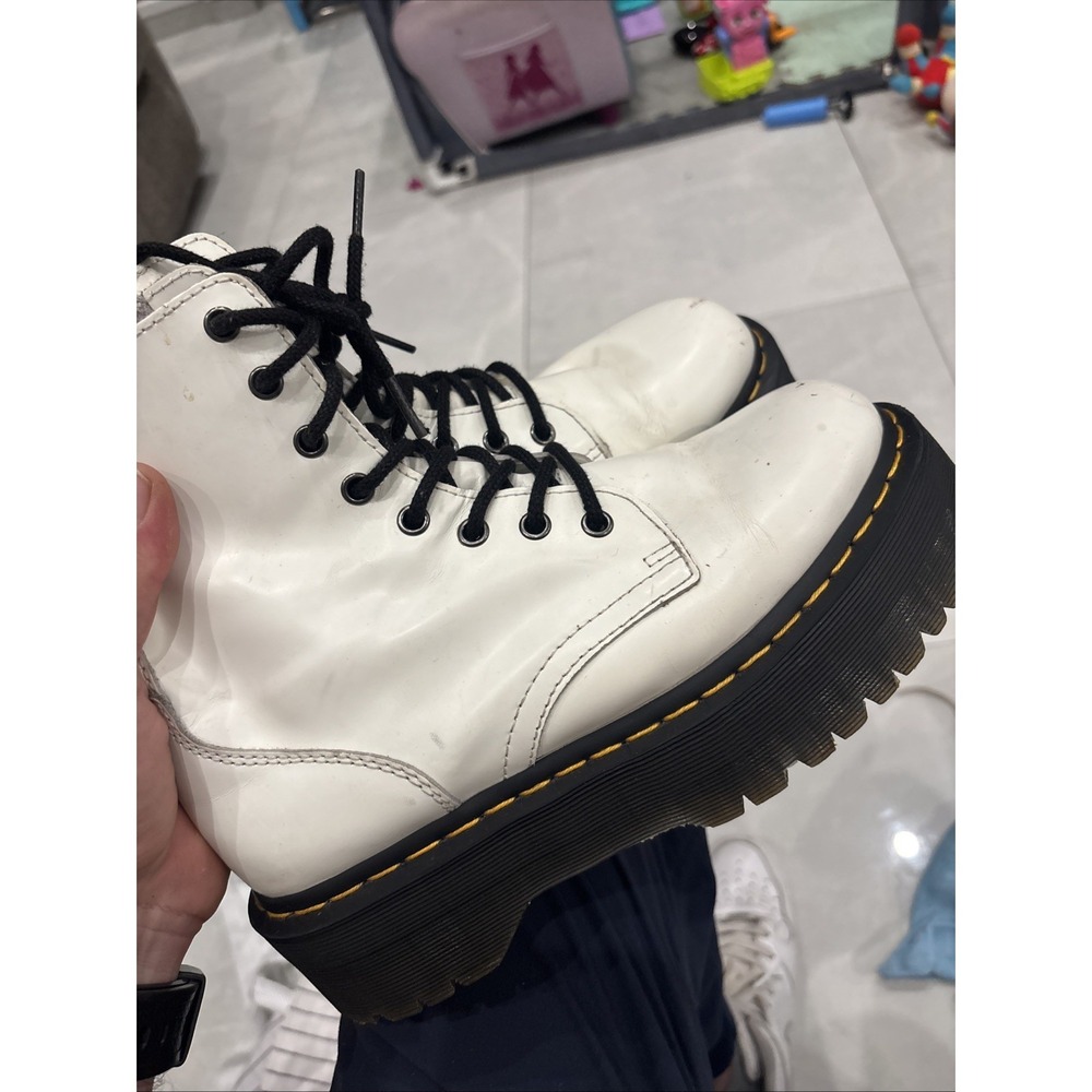 Doc Dr. Martens Jadon Smooth Leather Platform White Boots Women's Size 7